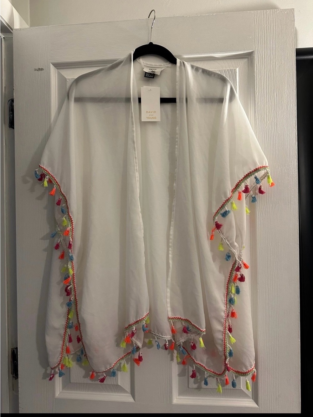 David & Young White Sheer Kimono Cover Up